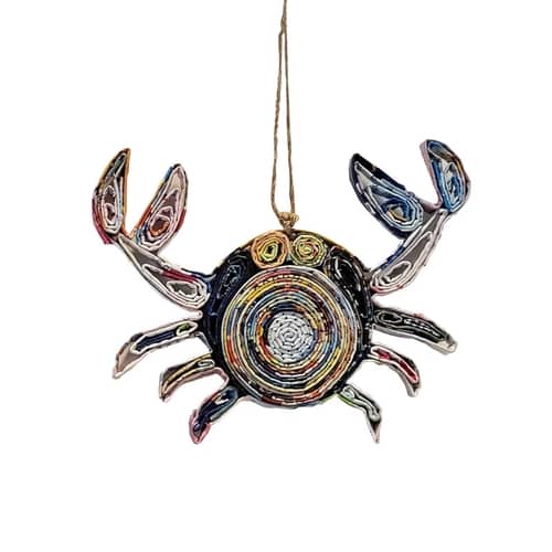 Cartoon Crab Coastal Ornament - Recycled Paper