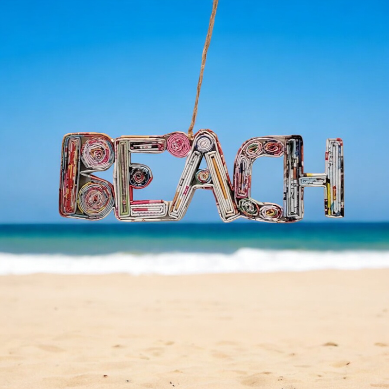 Beach Sign Ornament - Recycled Paper