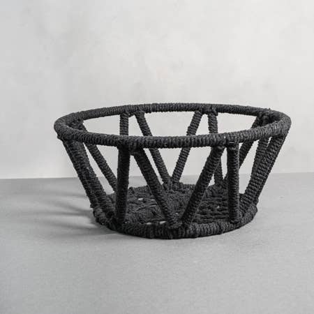 11" Black Jute & Iron Basket