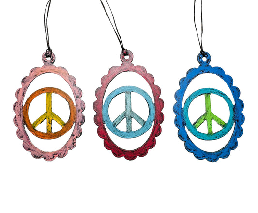 Peace Sign ornament cute metal gifts sustainable Hippie gift