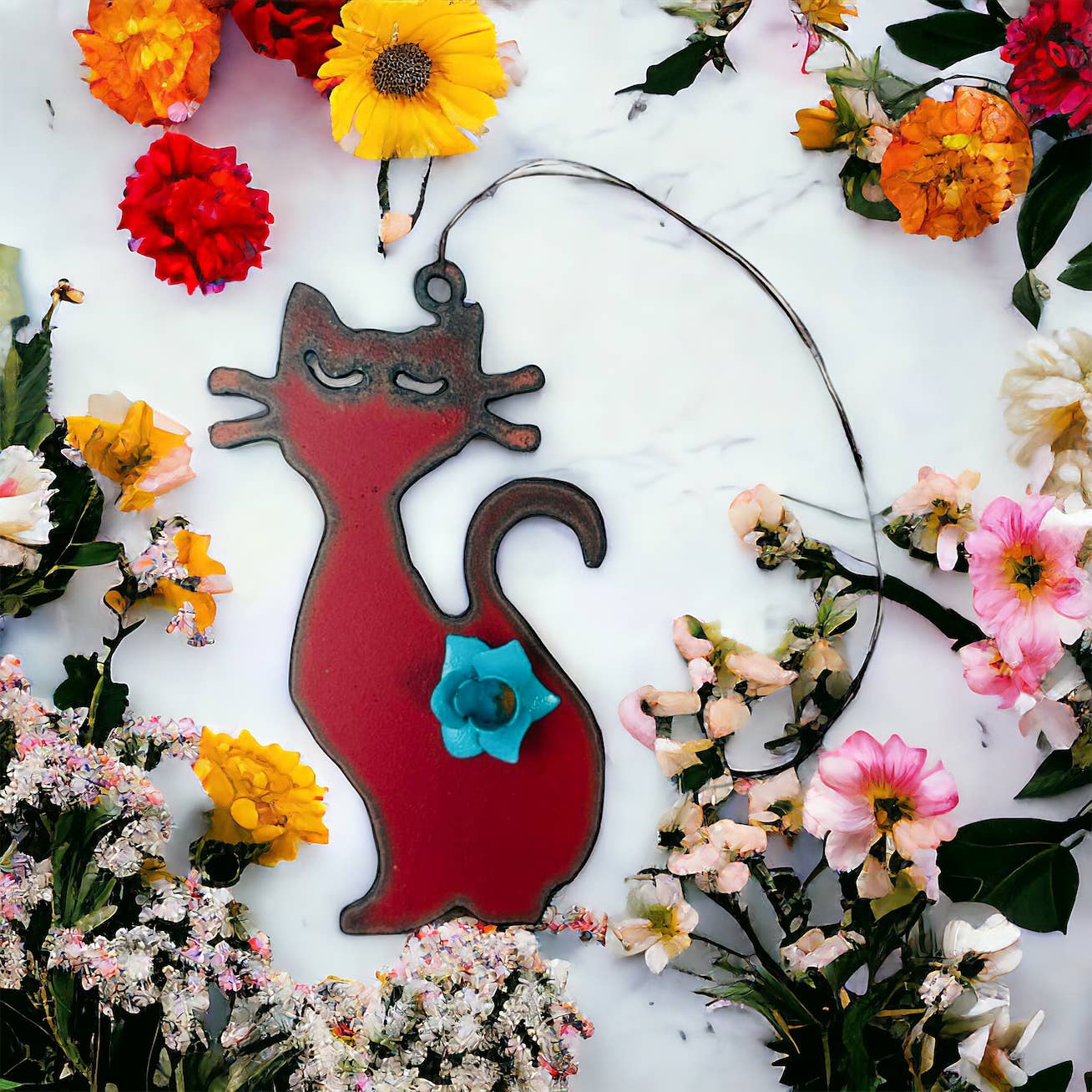 Cat Ornament - Recycled material ornament