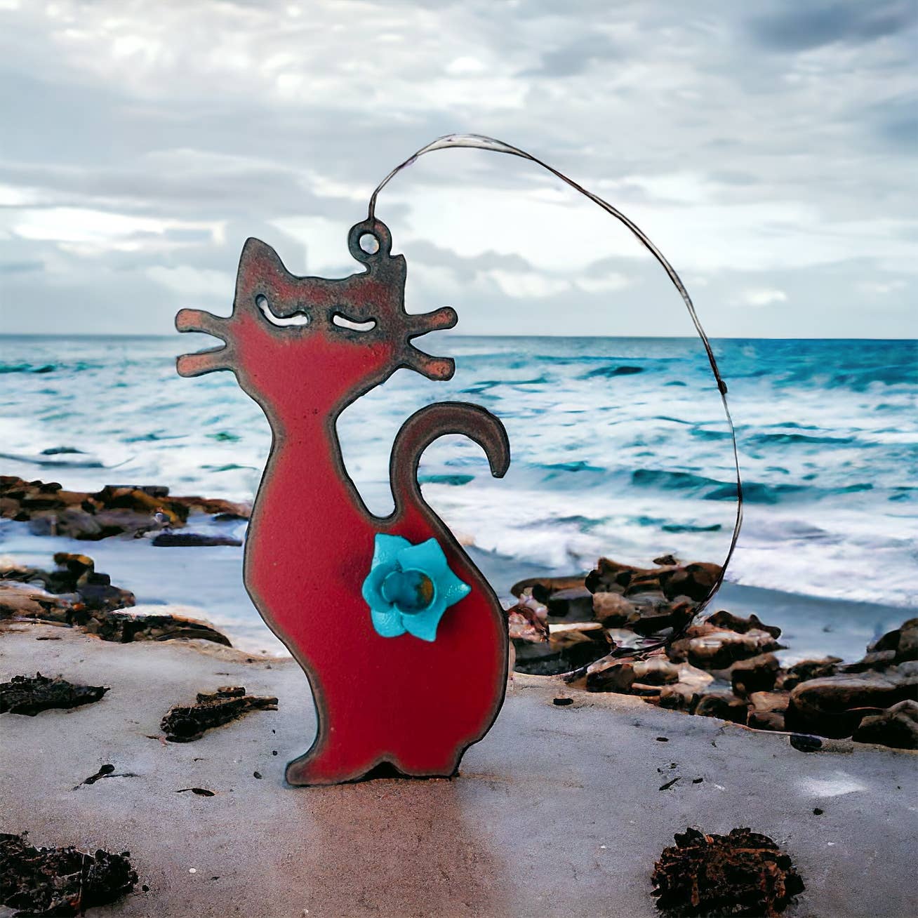 Cat Ornament - Recycled material ornament