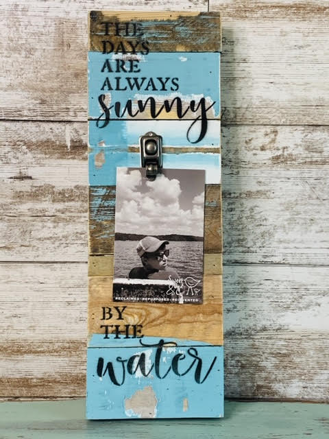 Sunny by the Water 6 X 18 Reclaimed Wood Clip Frame