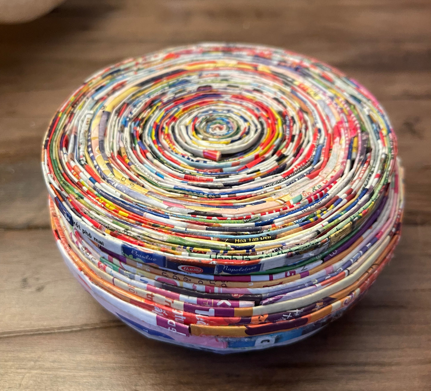 reclaimed trinket box made of reclaimed magazines