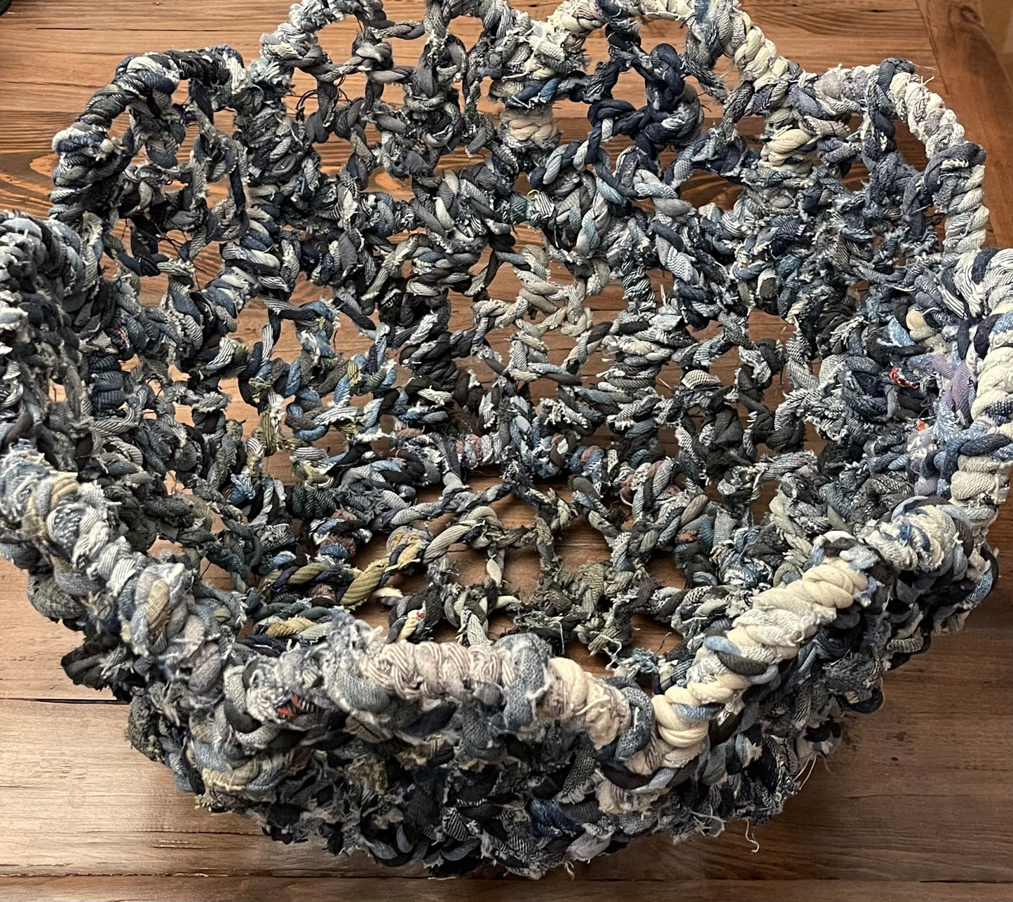 15” Repurposed Denim flower basket